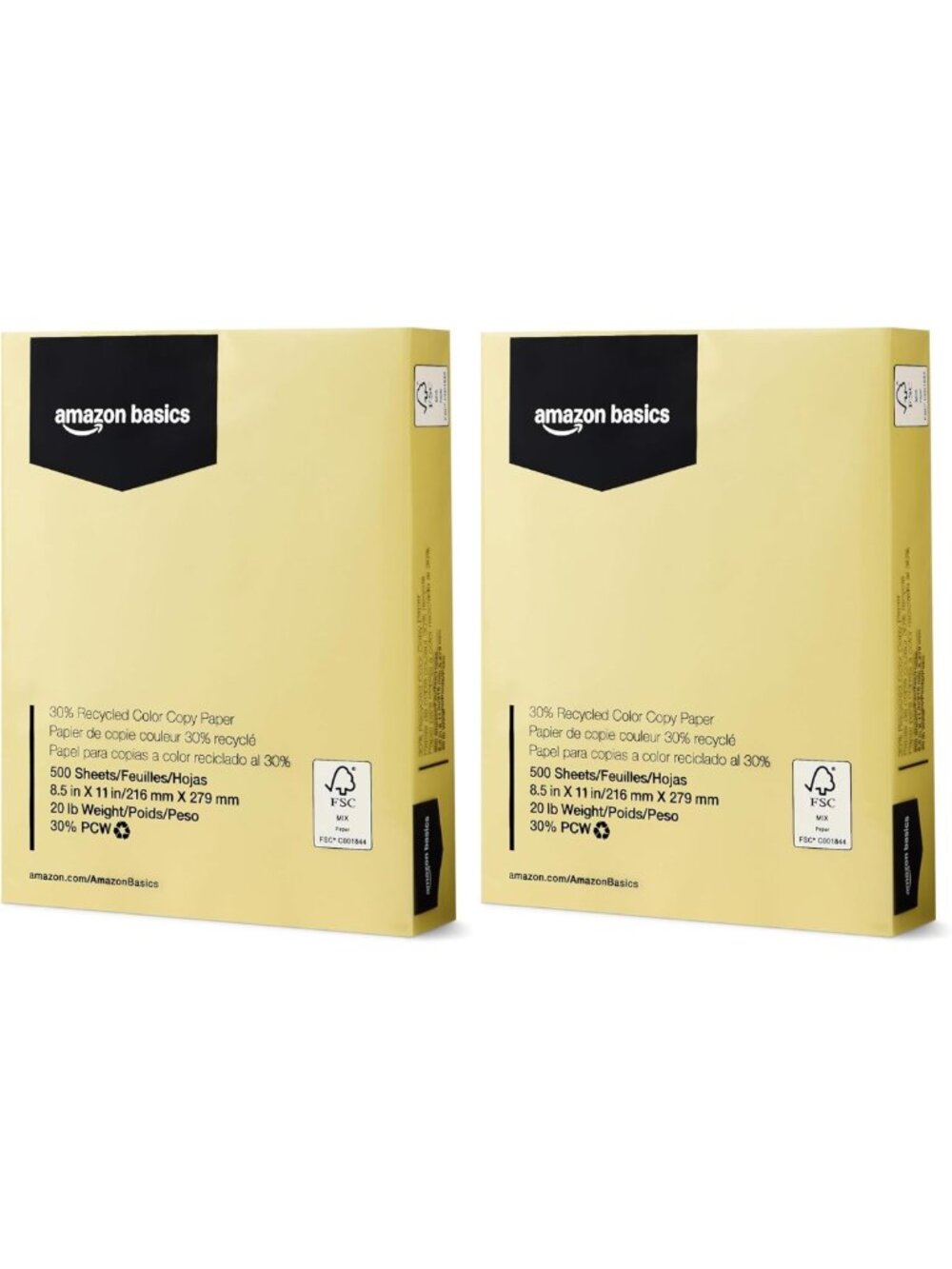 Eco-Friendly 30% Recycled Color Copy Paper, 8.5"x11", 20lb, Pastel Canary, 1000